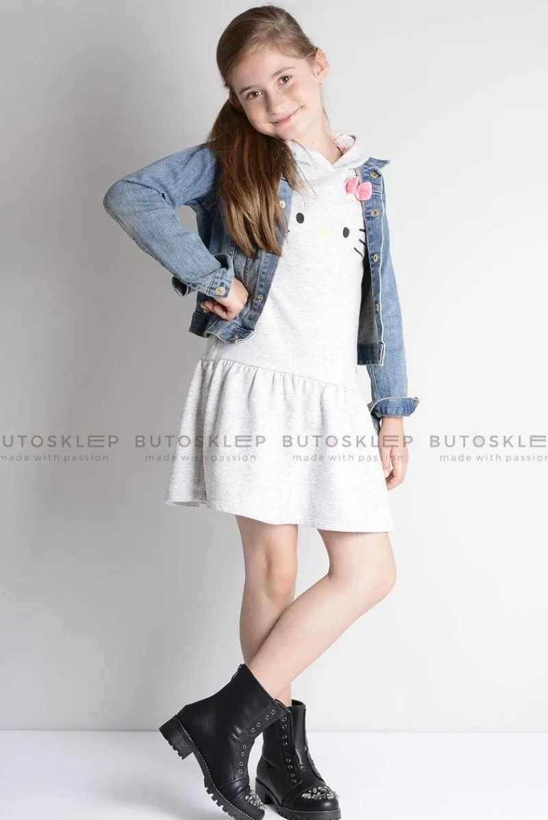 Dziewczęce>Boto Lu Boo Czarne Dziecięce Botki Za Kostkę z Cyrkoniami Pu LittleCarrie