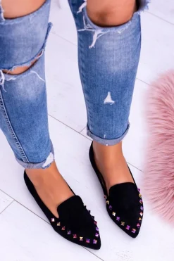 Baleriny Klasyczne>Boto Lu Boo Czarne Lordsy Opalizujące Dżety Zamsz Spike