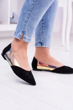 Baleriny Klasyczne>Boto Lu Boo Czarne Transparentne Holograficzne Balerinki w Szpic Venessa