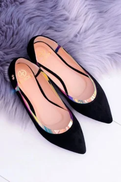 Baleriny Klasyczne></noscript>Boto Lu Boo Czarne Transparentne Holograficzne Balerinki w Szpic Lison