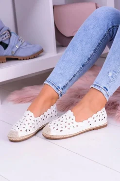 Czarne Espadryle></noscript>Boto Lu Boo Damskie Baleriny Białe Espadryle w Kwiaty Macarena