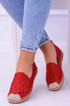 New Lu Boo Damskie Baleriny Czerwone Espadryle w Kwiaty Macarena Damskie Czarne Espadryle