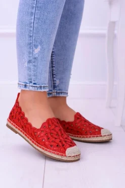 New Lu Boo Damskie Baleriny Czerwone Espadryle w Kwiaty Macarena Damskie Czarne Espadryle