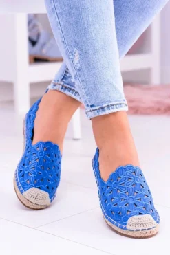 Discount Lu Boo Damskie Baleriny Granatowe Espadryle w Kwiaty Macarena Damskie Czarne Espadryle