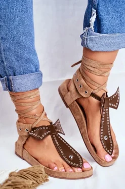 Sandały Płaskie><noscript><img width=