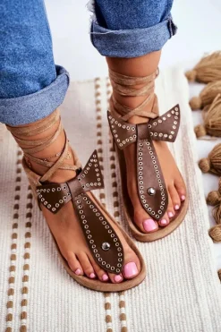 Sandały Płaskie><noscript><img width=