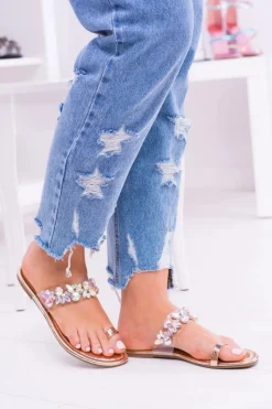 Klapki Sportowe|Klapki Damskie Japonki>Boto Lu Boo Eleganckie Złote Klapki Cekiny Tanut