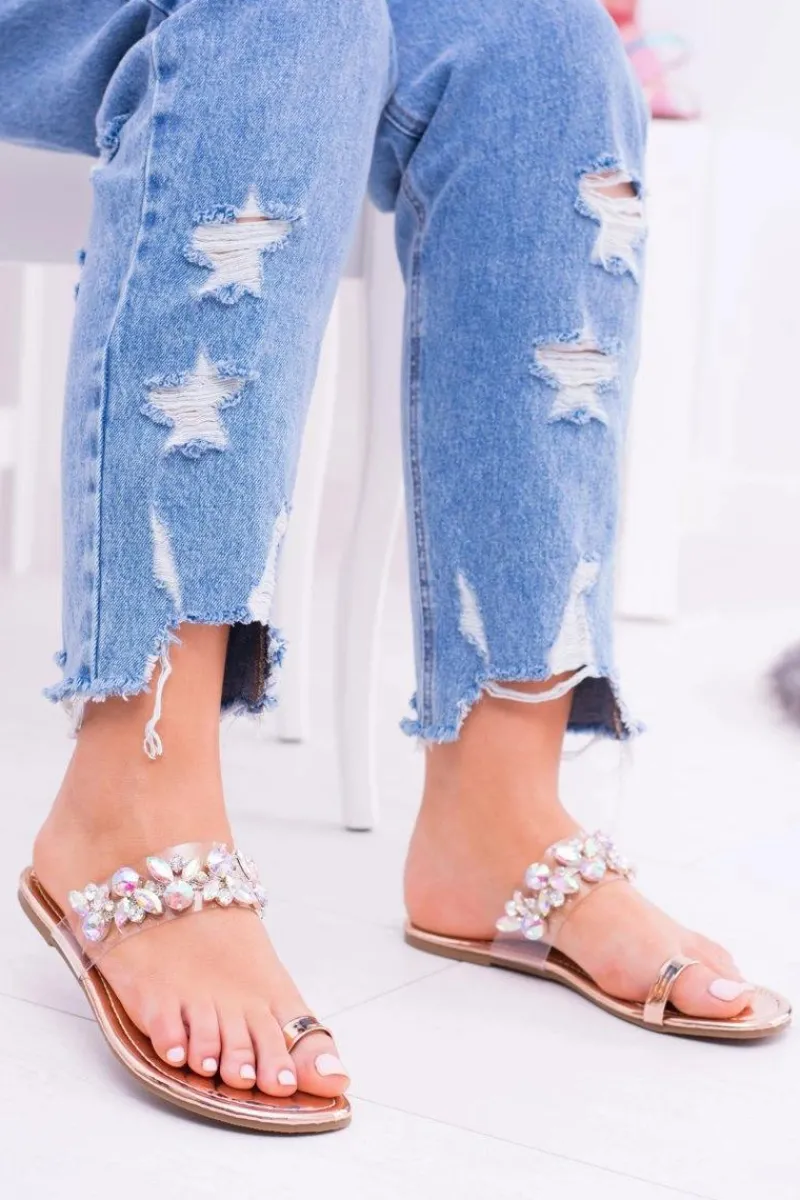 Klapki Sportowe|Klapki Damskie Japonki>Boto Lu Boo Eleganckie Złote Klapki Cekiny Tanut