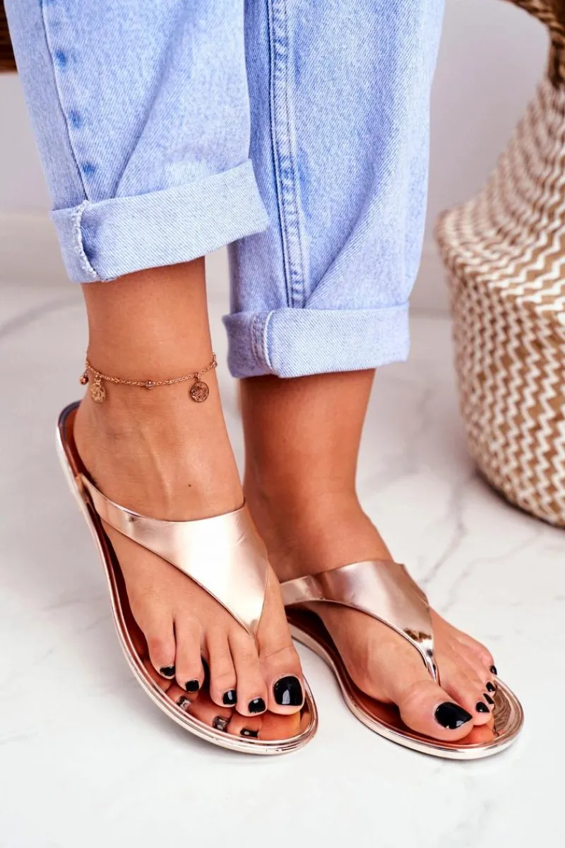 Klapki Damskie Japonki>Boto Lu Boo Metaliczne Japonki Różowe Złoto Miny II gat.