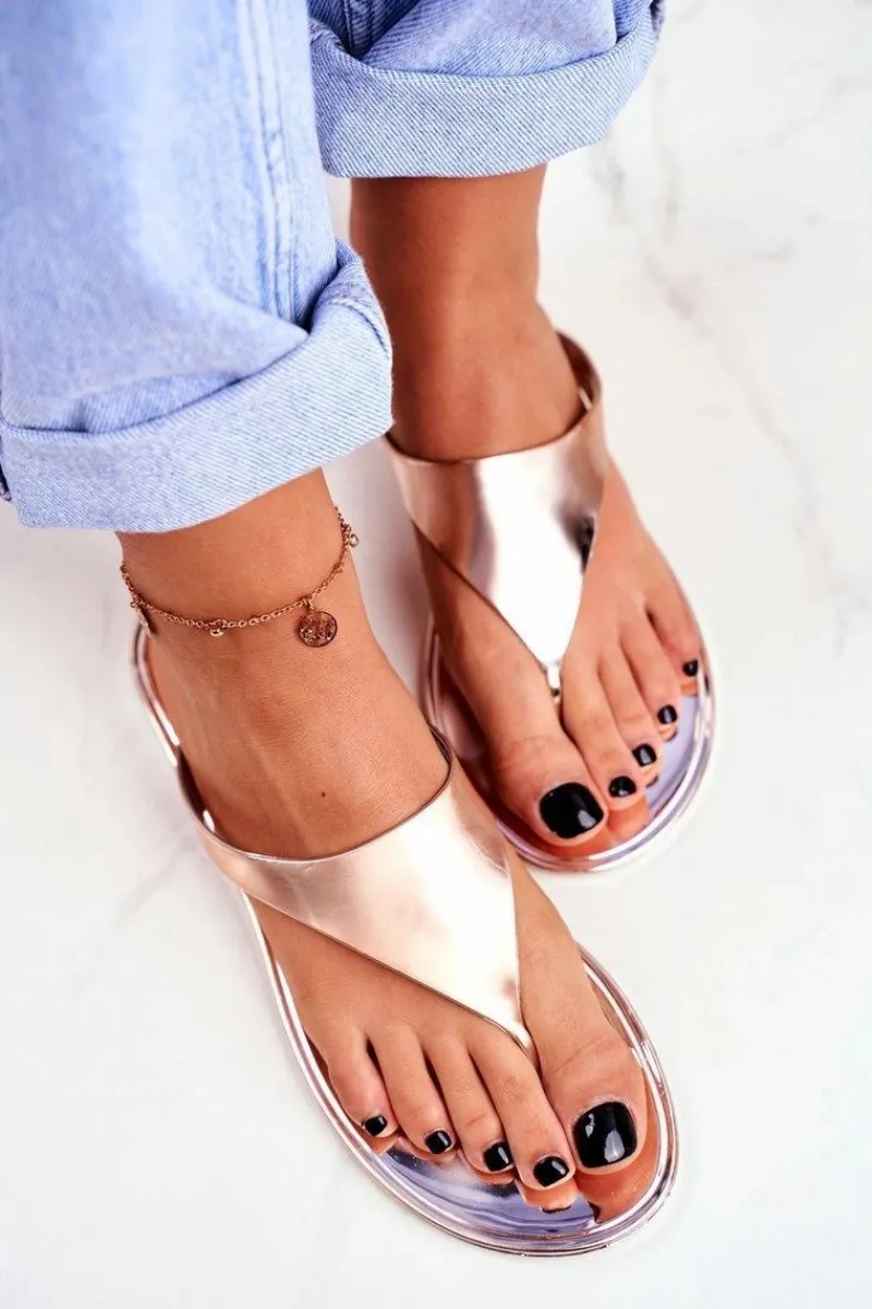 Klapki Damskie Japonki>Boto Lu Boo Metaliczne Japonki Różowe Złoto Miny II gat.