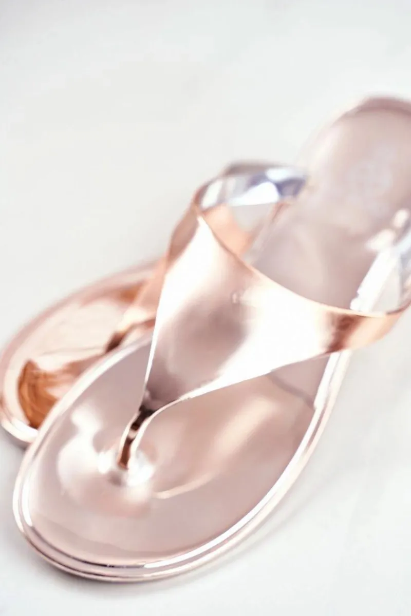 Klapki Damskie Japonki>Boto Lu Boo Metaliczne Japonki Różowe Złoto Miny II gat.