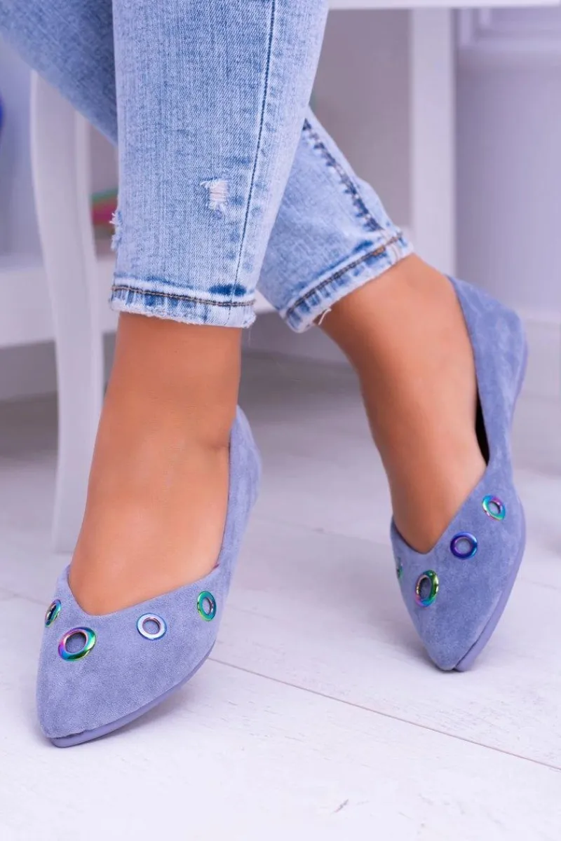 Outlet Boto Lu Boo Niebieskie Baleriny W Szpic Benzynowe Oczka Octavia