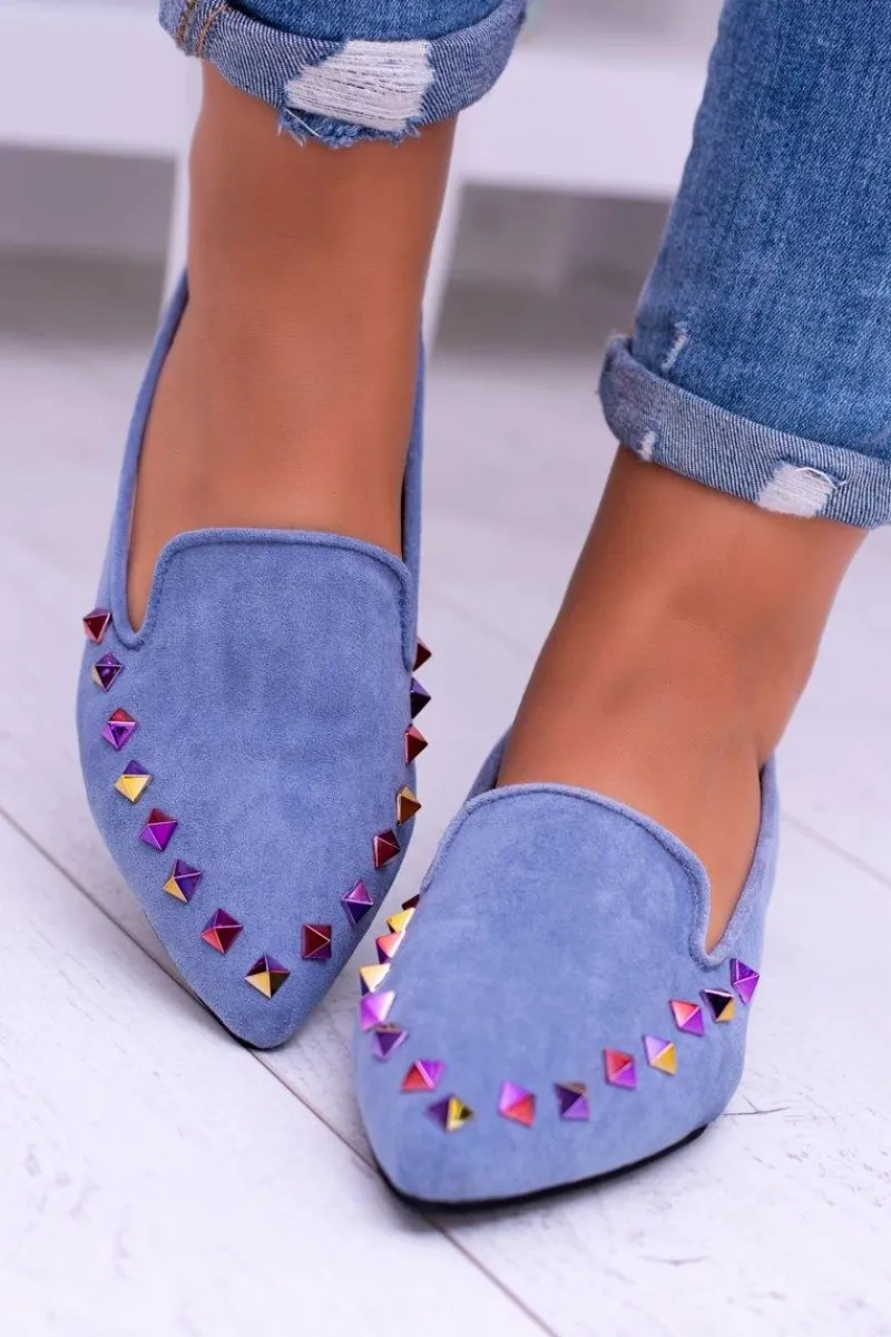 New Boto Lu Boo Niebieskie Lordsy Opalizujące Dżety Zamsz Spike