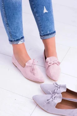 New Boto Lu Boo Różowe Baleriny W Szpic Lordsy Zamsz Feliciano