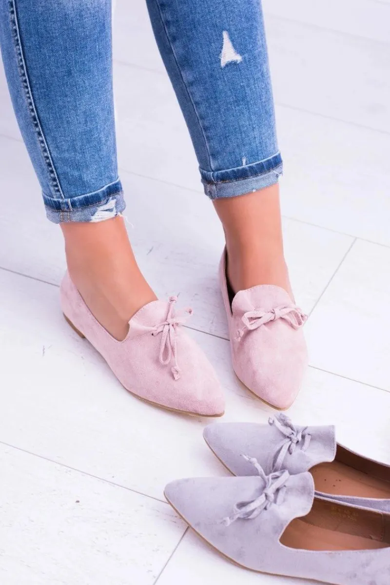 New Boto Lu Boo Różowe Baleriny W Szpic Lordsy Zamsz Feliciano
