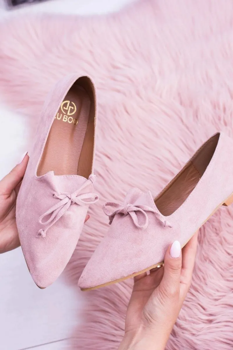 New Boto Lu Boo Różowe Baleriny W Szpic Lordsy Zamsz Feliciano