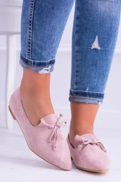 New Boto Lu Boo Różowe Baleriny W Szpic Lordsy Zamsz Feliciano