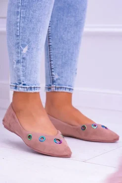 Baleriny Klasyczne>Boto Lu Boo Różowe Baleriny W Szpic Benzynowe Oczka Octavia