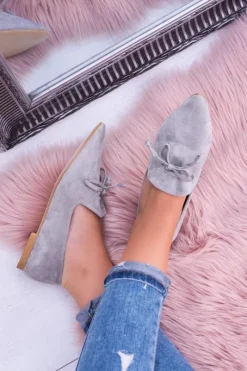 Baleriny Klasyczne>Boto Lu Boo Szare Baleriny W Szpic Lordsy Zamsz Feliciano