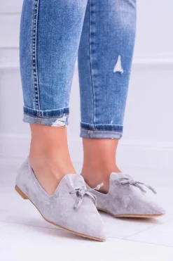 Baleriny Klasyczne>Boto Lu Boo Szare Baleriny W Szpic Lordsy Zamsz Feliciano