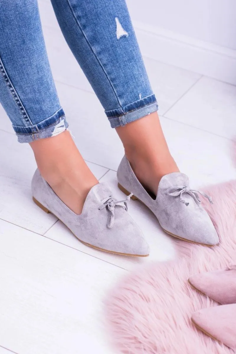 Baleriny Klasyczne>Boto Lu Boo Szare Baleriny W Szpic Lordsy Zamsz Feliciano