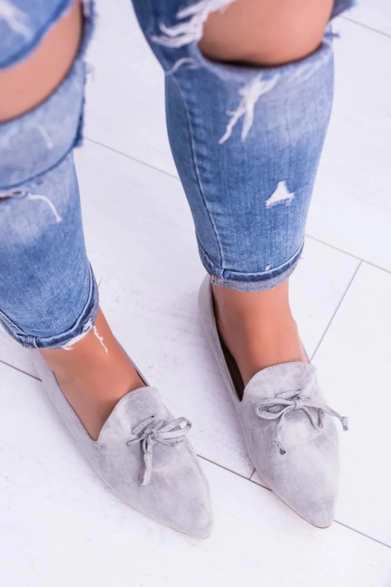 Baleriny Klasyczne>Boto Lu Boo Szare Baleriny W Szpic Lordsy Zamsz Feliciano