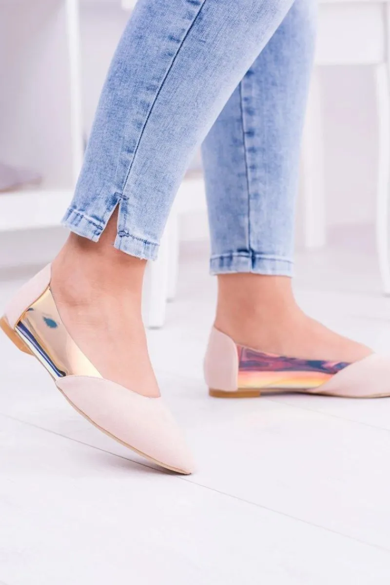 New Lu Boo Transparentne Holograficzne Balerinki w Szpic Venessa Damskie Baleriny Klasyczne