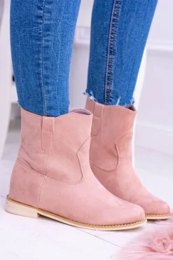 Sale Boto Lu Boo Wsuwane Damskie Botki Za Kostkę Pudrowy Róż Trinity