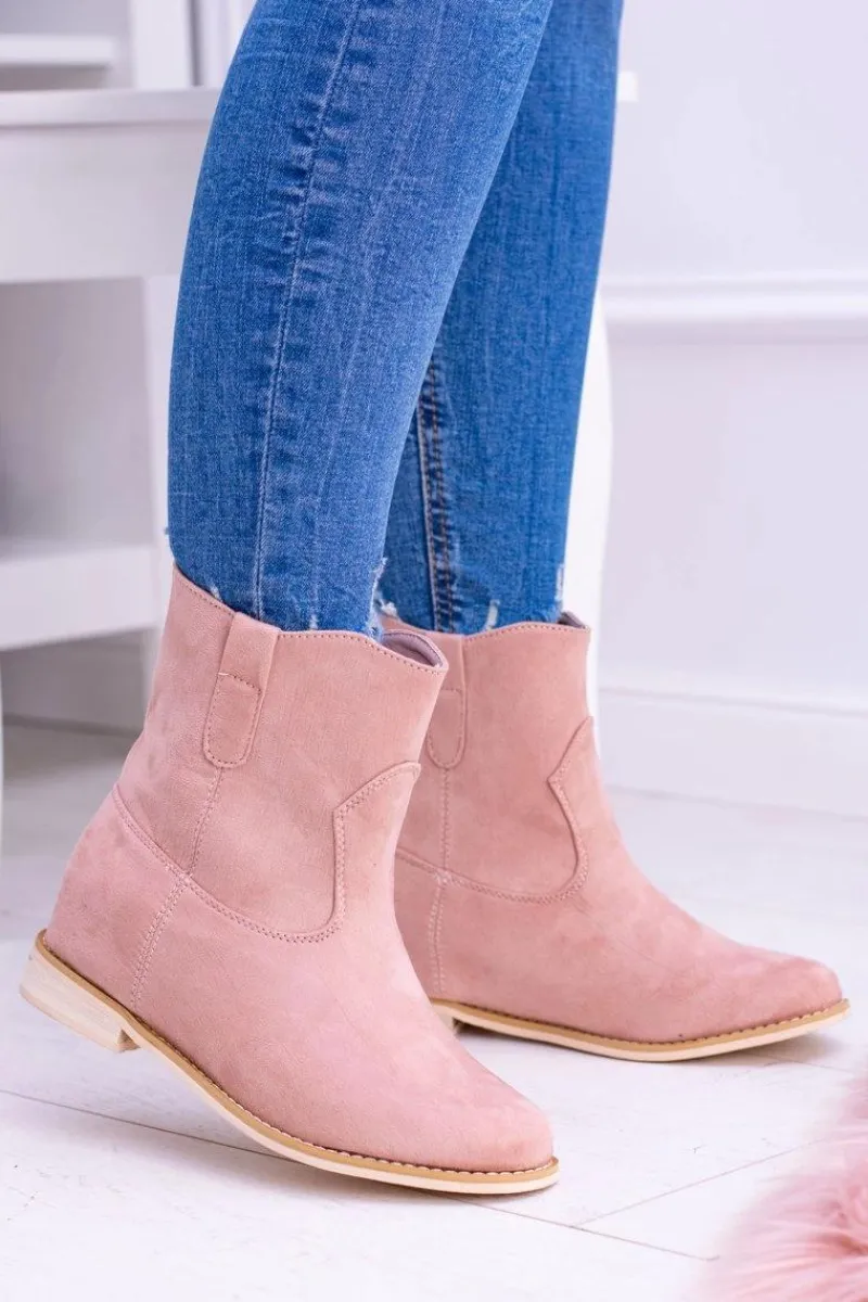 Sale Boto Lu Boo Wsuwane Damskie Botki Za Kostkę Pudrowy Róż Trinity