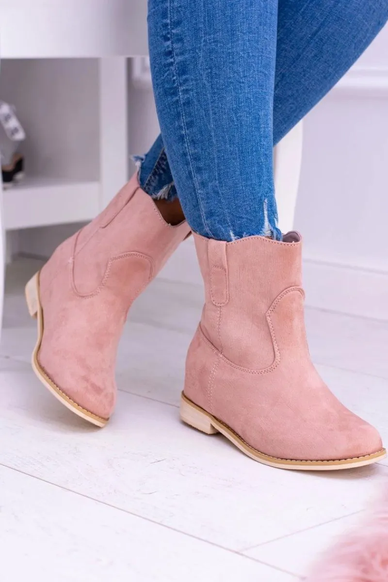 Sale Boto Lu Boo Wsuwane Damskie Botki Za Kostkę Pudrowy Róż Trinity