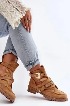 Clearance Boto Lu Boo Zamszowe Botki Z Wycięciami Camel Rock Girl Brązowy