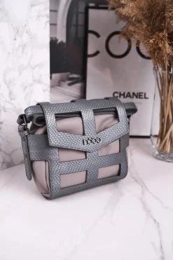 Clearance Mała Torebka Listonoszka NBAG-E4101-C019 Szara Połysk Torebki Nobo|Listonoszki