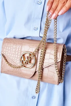 Hot Mała Torebka Nerka 2w1 Bruno Rossi Beżowa Nerki|Torebki Klasyczne