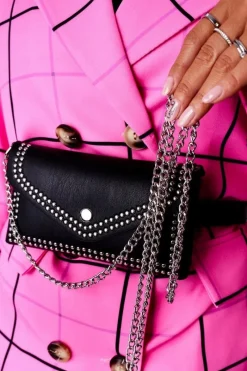 Nerki|Torebki Klasyczne>Boto Mała Torebka Nerka Z Dżetami 2w1 Bruno Rossi Czarna