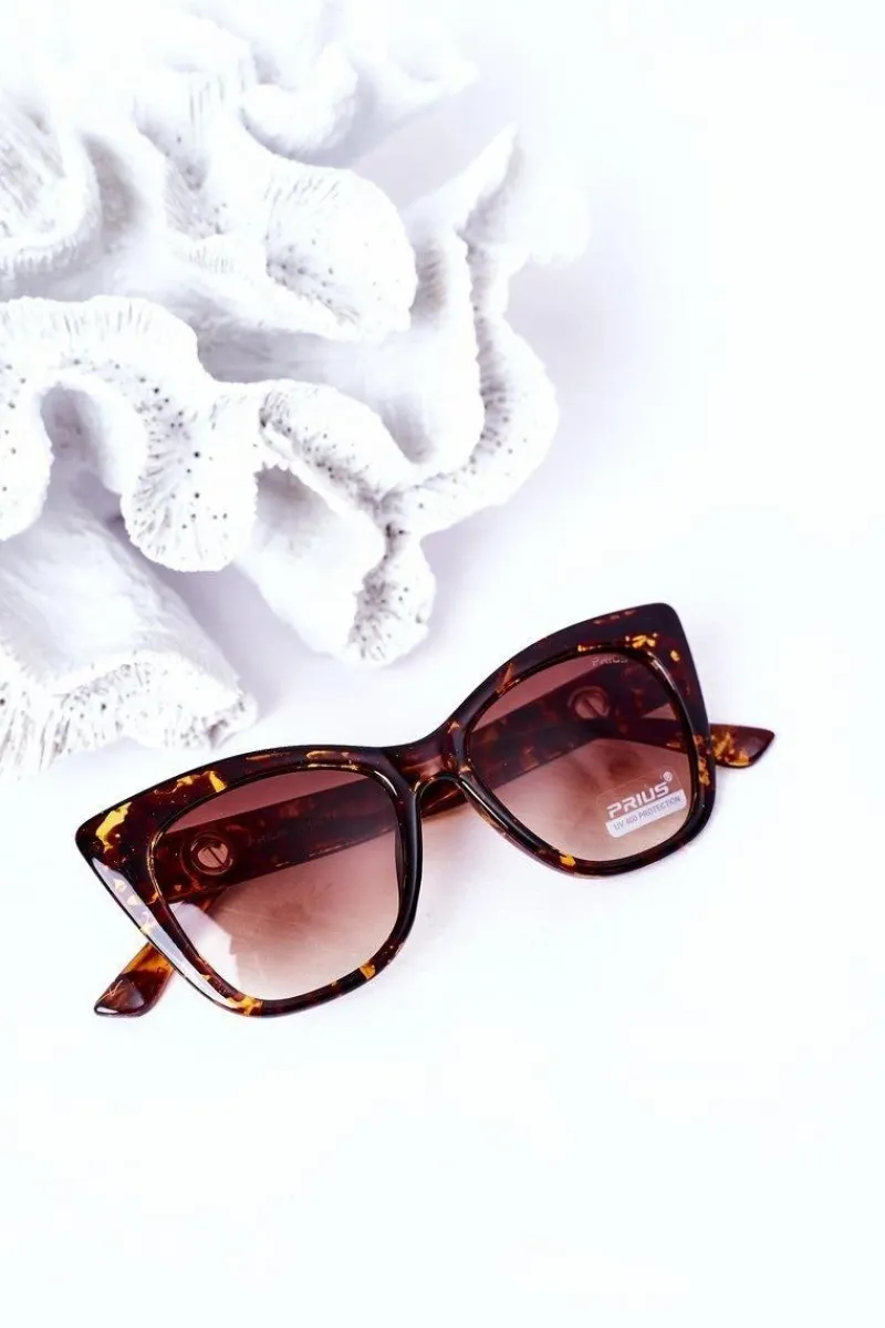 Clearance PRIUS Marmurkowe Okulary Przeciwsłoneczne Cat Eye Brązowe Ombre