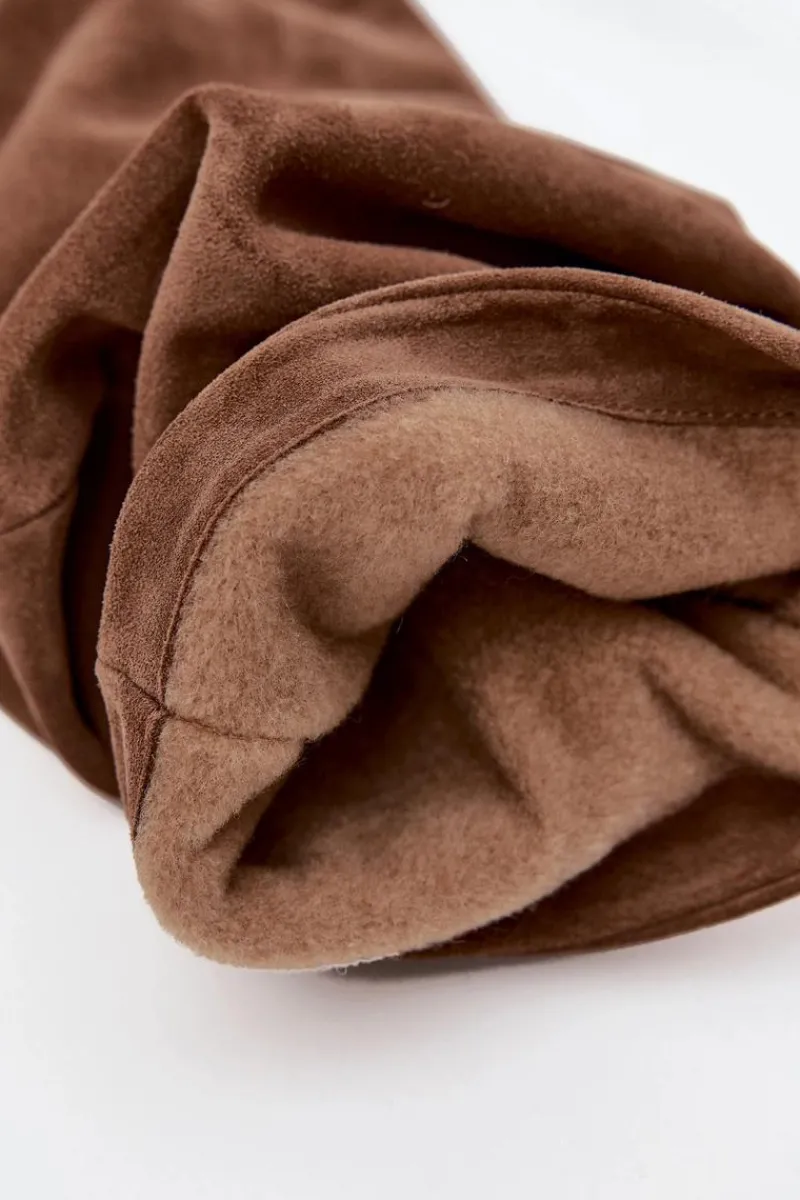 Online Marszczone Kozaki Z Naturalnego Zamszu Na Słupku Ocieplane 4228 Jasnobrązowe Damskie Kozaki Ocieplane|Kozaki Na Słupku