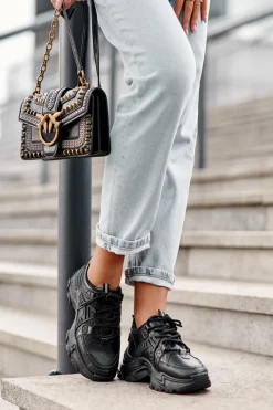 Evento Masywne Damskie Buty Sportowe Sneakersy Czarne Toderus Czarny