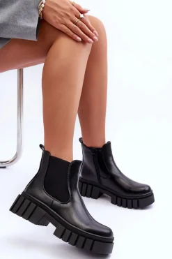 Masywne Skórzane Botki Sztyblety Czarne Orryss Damskie Brązowe I Beżowe Botki|Botki Płaskie