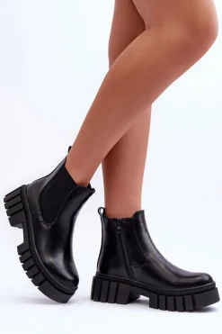 Masywne Skórzane Botki Sztyblety Czarne Orryss Damskie Brązowe I Beżowe Botki|Botki Płaskie