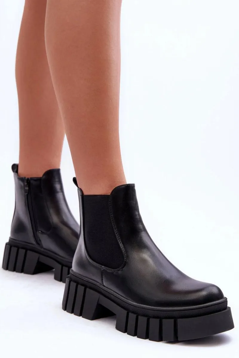 Masywne Skórzane Botki Sztyblety Czarne Orryss Damskie Brązowe I Beżowe Botki|Botki Płaskie