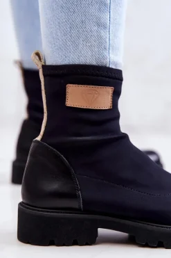 Discount Materiałowe Botki Wsuwane Nicole Czarne 2705 Damskie Botki Wiosenne|Czarne Botki