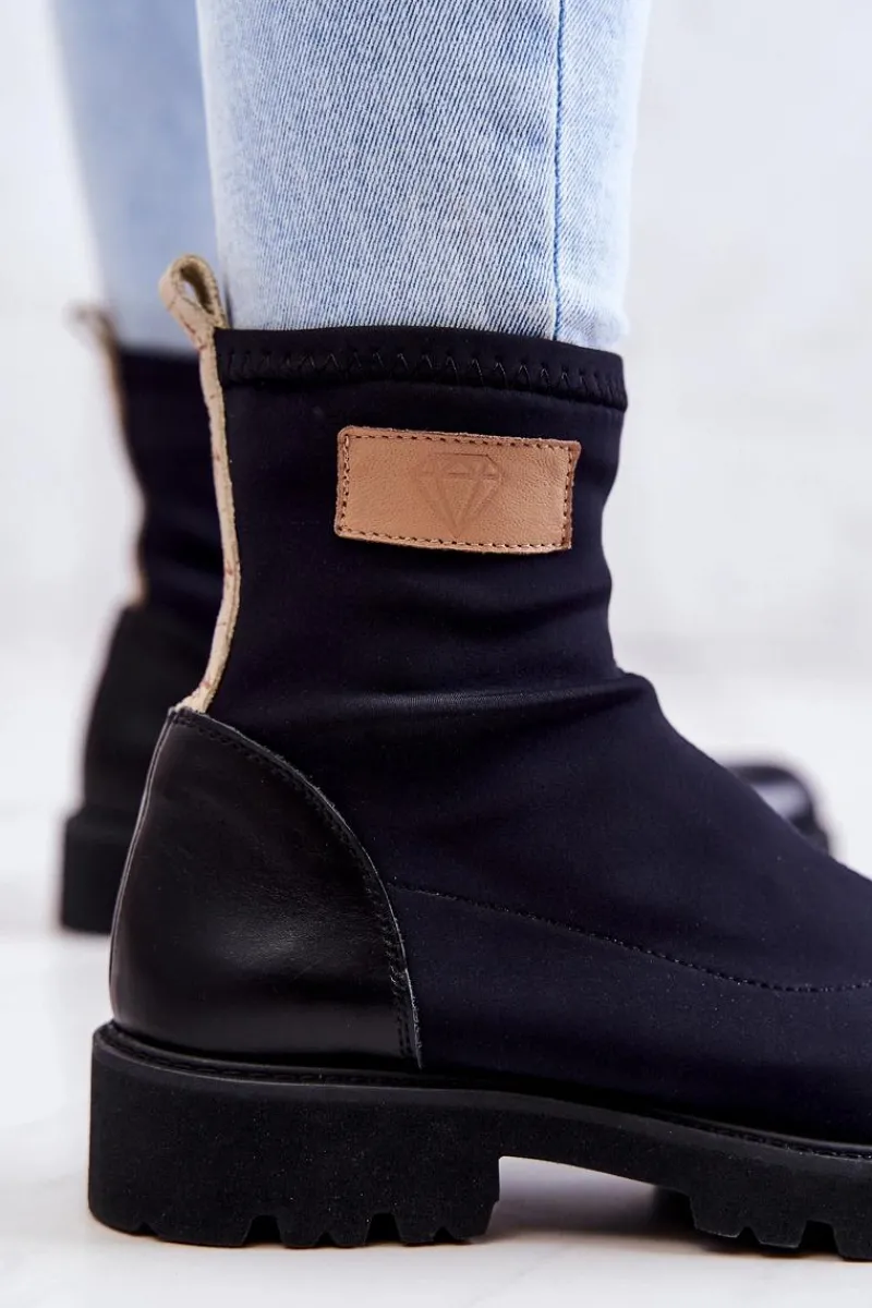 Discount Materiałowe Botki Wsuwane Nicole Czarne 2705 Damskie Botki Wiosenne|Czarne Botki
