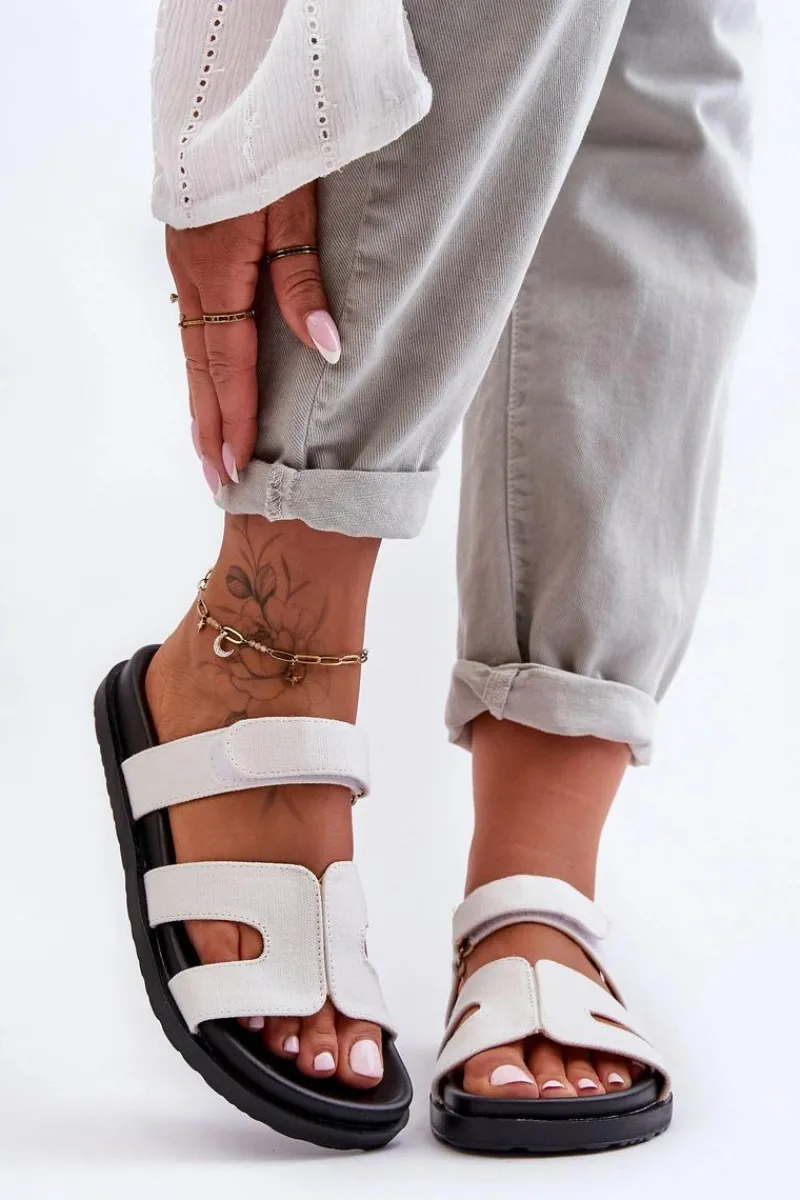 Online Materiałowe Damskie Klapki Na Rzep Białe Jose Damskie Klapki Na Platformie|Klapki Damskie Klasyczne