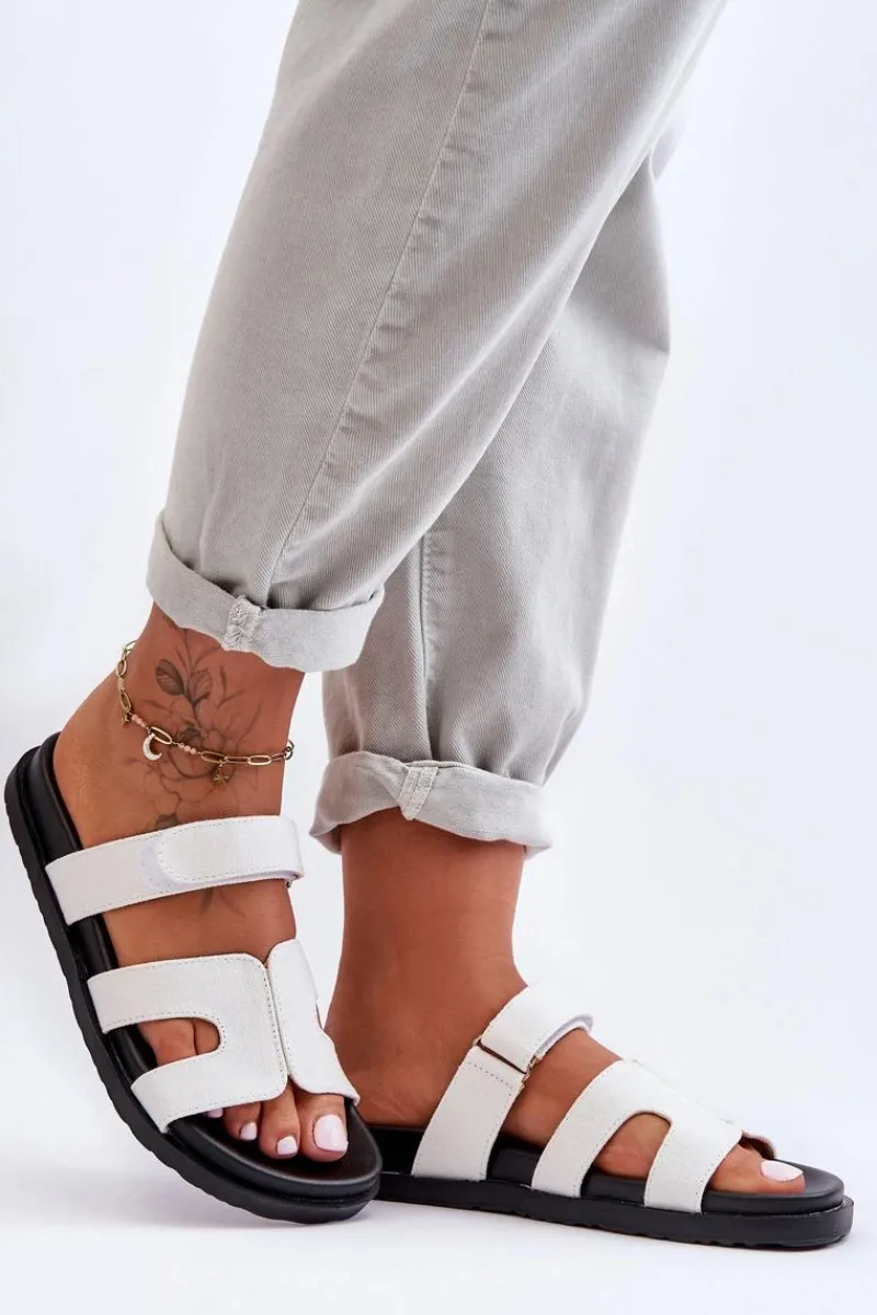 Online Materiałowe Damskie Klapki Na Rzep Białe Jose Damskie Klapki Na Platformie|Klapki Damskie Klasyczne