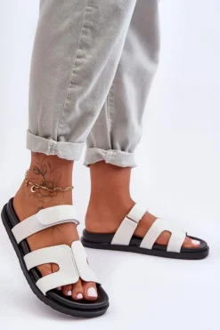 Online Materiałowe Damskie Klapki Na Rzep Białe Jose Damskie Klapki Na Platformie|Klapki Damskie Klasyczne