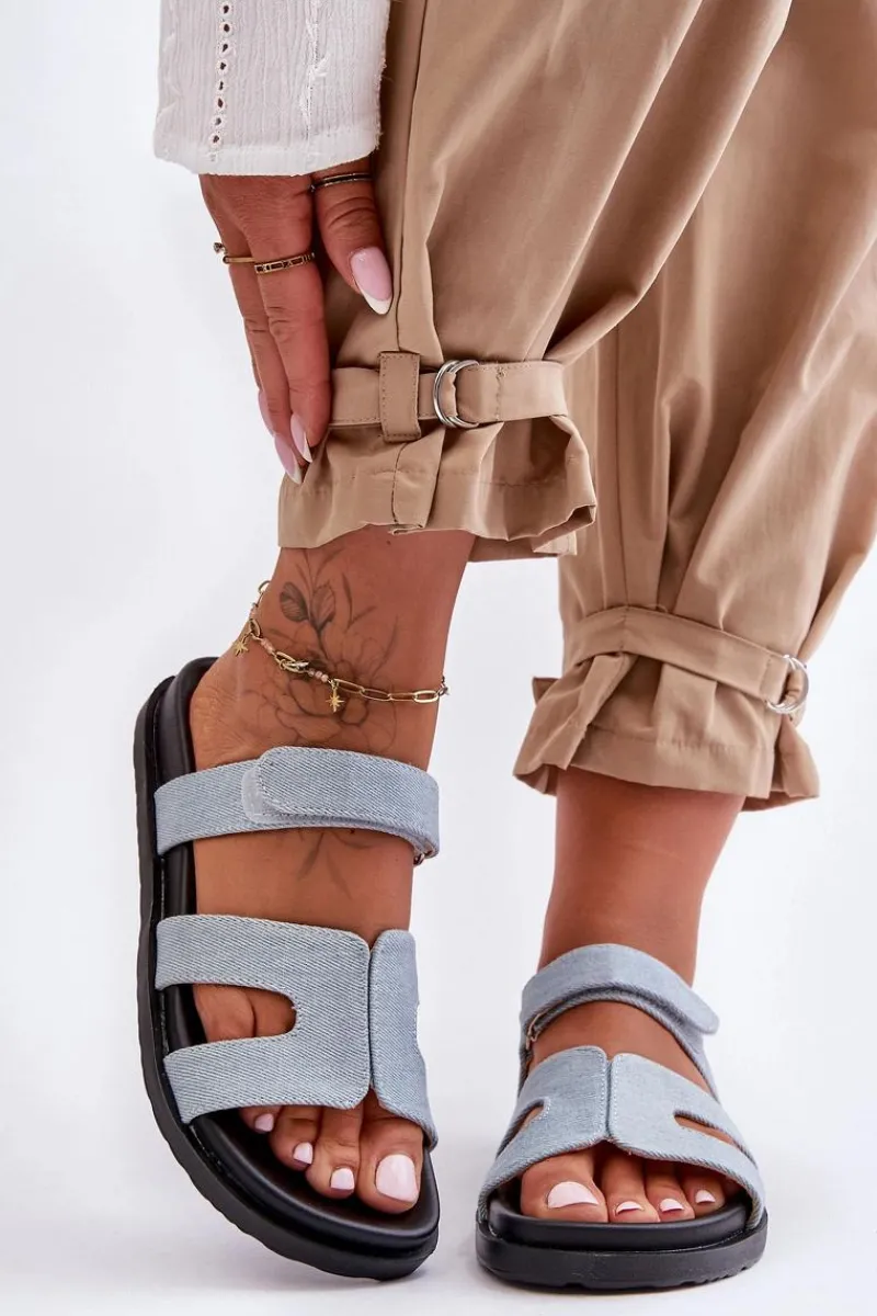 Hot Materiałowe Damskie Klapki Na Rzep Jasnoe Jose Damskie Klapki Na Platformie|Klapki Damskie Klasyczne