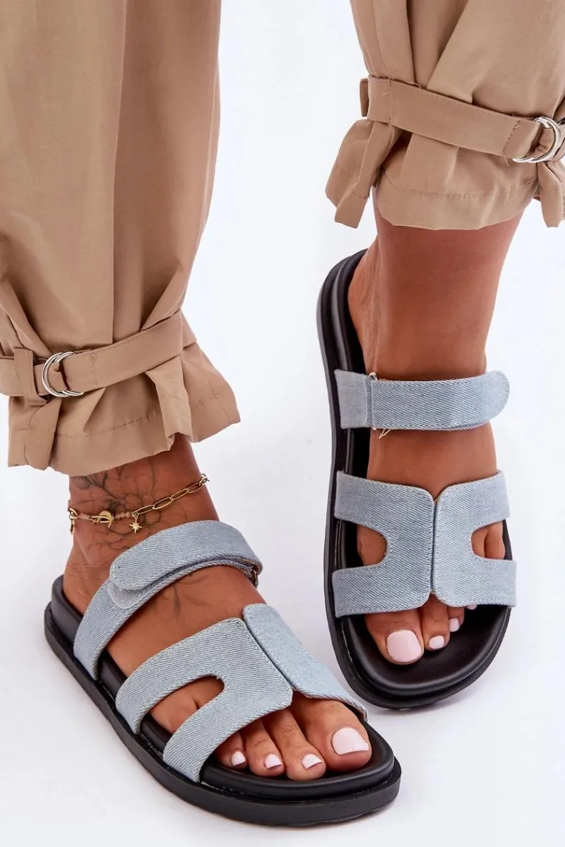 Hot Materiałowe Damskie Klapki Na Rzep Jasnoe Jose Damskie Klapki Na Platformie|Klapki Damskie Klasyczne