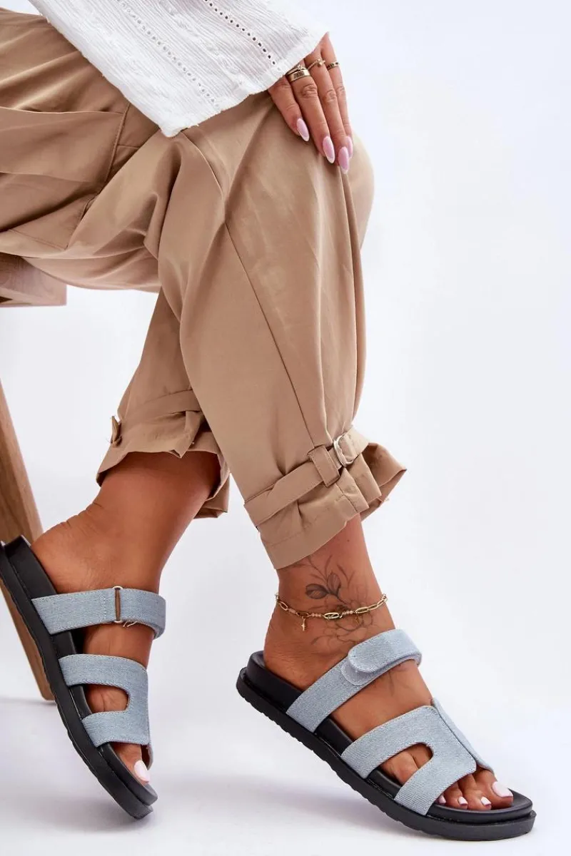 Hot Materiałowe Damskie Klapki Na Rzep Jasnoe Jose Damskie Klapki Na Platformie|Klapki Damskie Klasyczne