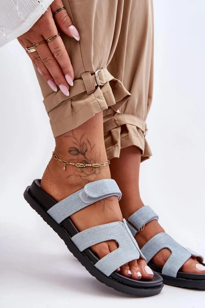 Hot Materiałowe Damskie Klapki Na Rzep Jasnoe Jose Damskie Klapki Na Platformie|Klapki Damskie Klasyczne