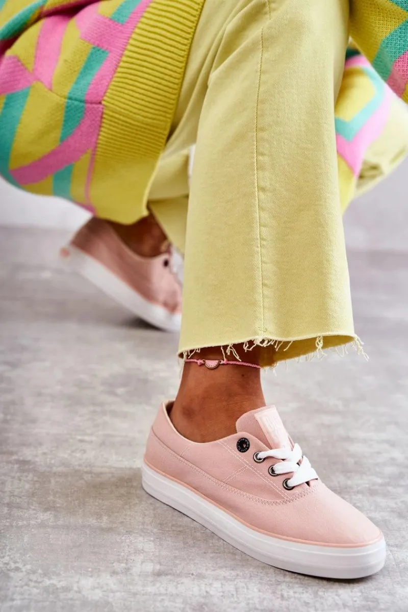 Best Big Star Shoes Materiałowe Damskie Tenisówki Big Star KK274020 Nude